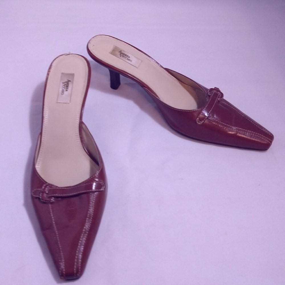 Andrea Viccaro Leather Mules 3" Kitten Heels